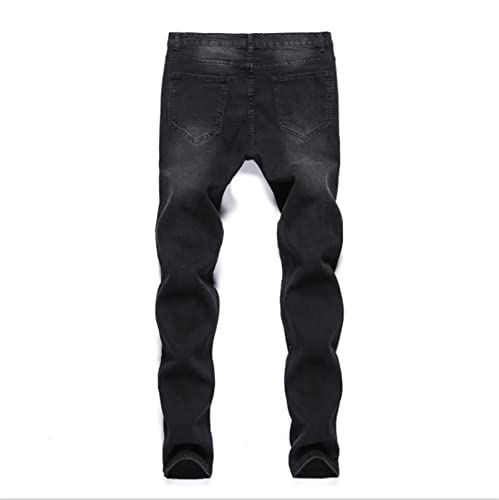 Jeans homme confortable extensible noir coupe slim à déchirures