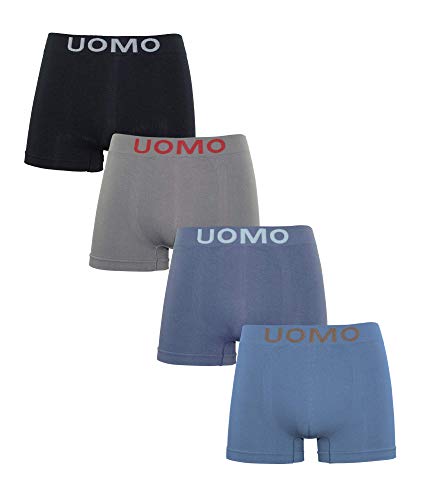 Channo Pack de 4 - Calzoncillos Boxer de Hombre, Lycra sin Costuras Liso y con Color Uniforme (M)