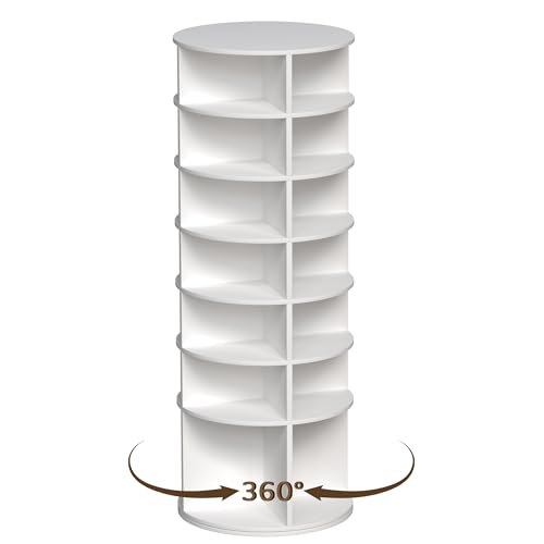 Image of Leavader 7-Tier Round Rotating Shoe Rack, 72 inch Tall Spinning Shoe Rack Tower, Lazy Susan Shoe Organizer for Entryway, Cloakroom, Fits 28 Pairs of Shoes