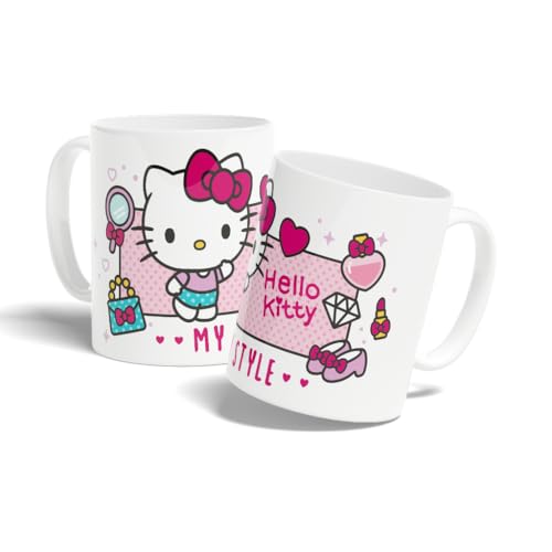 Konix Hello Kitty Taza de cerámica   320 ml   Diseño My Style   Blanco