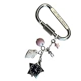 Whoasyst Star Dials - Llavero giratorio para decoración de bolsos, mochilas, reloj, anillos, elegante aleación, bolso de regalo, accesorio de moda, joyas, regalo, llavero colgante, Negro , Talla