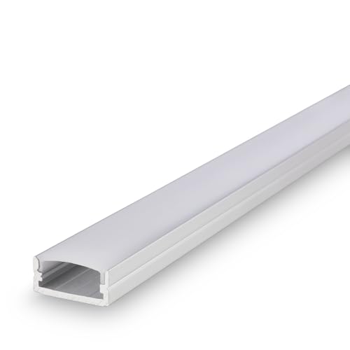 BRILONER - Pimp your Stripe perfiles de aluminio para tira LED, difusor, autoadhesivo, sin taladrar, accesorios tiras LED, tira de luz, gaming, 1 metro, aluminio blanco