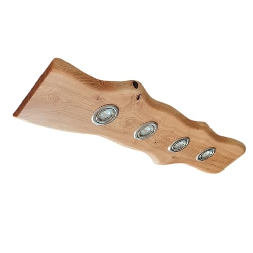 FRIESENLICHT LIKSA Deckenlampe Holz Hängelampe mit Baumkante geölt rustikal Led Vintage Set Leuchte Wildeiche Massiv GU10 Dimmbar ohne Dimmer Austauschbar (50 cm/2 Spots)