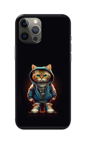 Image of PRINTFIDAA Printed Hard Back Cover Case for Apple iPhone 13 Pro Back Cover (Hipster Cat) -112