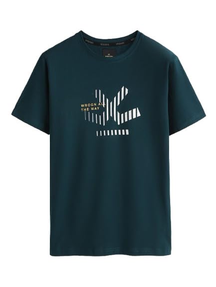 wrogn Men's Pure Cotton T-Shirt | Holographic Foil Logo Print | Slim Fit-picture-21