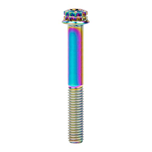 Image of Titanium Flange 12 Point Head M8 x15 20 25 30 35 40 45 50 55 60 65mm Screw Bolt Pack of 4 (M8x60mm, Rainbow)