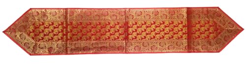 Image of Diwali Room Decor Silk Table Runner Placemats Tea Coaster Set for Living Room 4 to 6 Seater Dinning Table Table Mat Set Centre Table Top Decor Pack of 13 Pcs (Red)