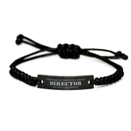 Funny Director Bracelet - Black Rope - Birthday Gifts for Him Her I Never Imagined Office Friend Coworker New Job Promotion Graduated Congratulation Men Women Valentine's Day
