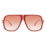 Appassal Retro Aviator Sunglasses for Women Men Oversized 70s 90s Square Womens Mens Sunnies AP3683 Gold/Gradient Red