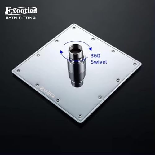 Image of Stainless Steel 304 Shower Head | 1Pc, 8 x 8In Size, Silver | Heavy Metal, Ultra Slim Square Luxury Bathroom Overhead Shower - Maze