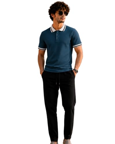 Image of AUSK Men's Polo T-Shirt & Track Pant Co-Ord Set | Cotton Blend Regular Fit Half Sleeve Polo Neck Tshirt with Elastic Waist Track Pant | Casual Lounge, Travel & Weekend Wear Outfit Set for Men