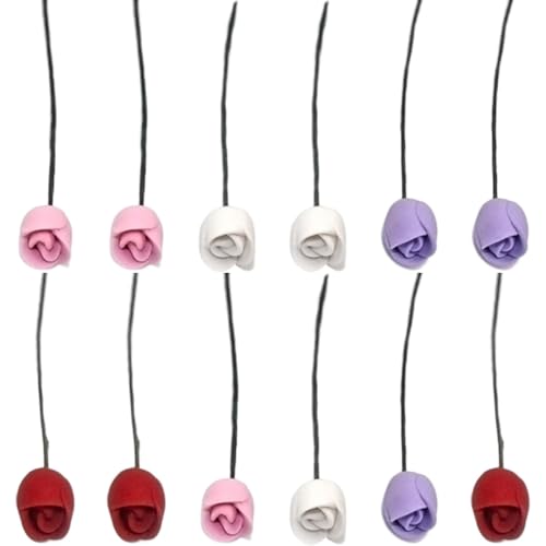 PRETYZOOM 12Piezas Tulipanes Miniatura para Casa de Muñecas Flores Artificiales Realistas Decoración para Miniatura