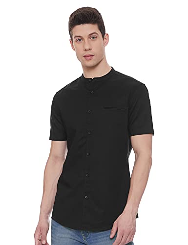 Image of Marks & Spencer Mens Solid Polyester Blend Collared Neck Regular Fit Easy Iron Shirt (Pack of 2)