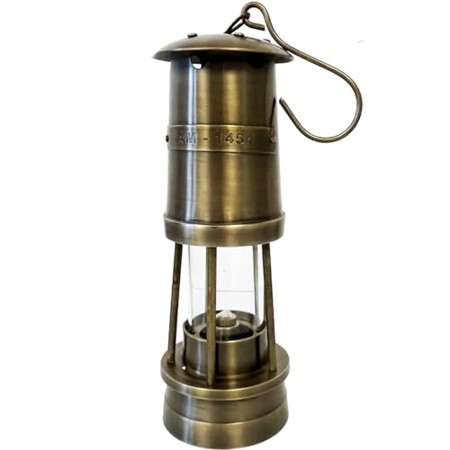 Lampe de mineur à pétrole 127 laiton vieilli, l'histoire et la nostalgie chez vous