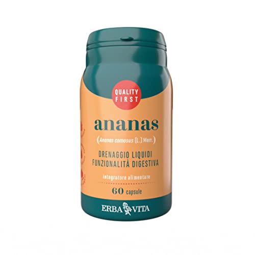 Erba Vita Integratore Alimentare Di Ananas - 60 Capsule - Favorisce Drenaggio Dei Liquidi Corporei, 30 Grammo, 1