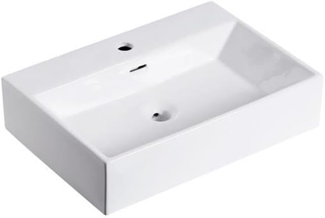 24 x 16.5 in. Rectangular White Ceramic Vessel Bathroom Vessel Sink