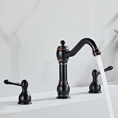 Mitigeur de lavabo de salle de bains à 3 trous au charme d'antan