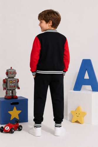 Image of Cakaner Boys Color Block Button Down Shirt and Jogger Pants Button Up Sweatsuits Sets (Size: 5-12T)