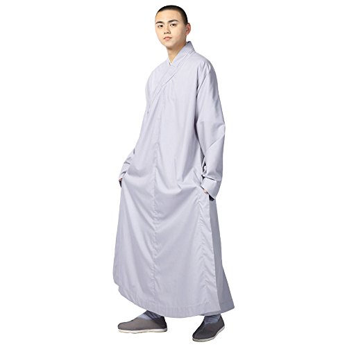 Bata larga de Kung Fu Shaolin en algodón gris claro talla 41 2
