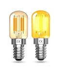 Klarlight Vintage E14 LED Bulb 2W LED Filament Bulbs, Amber Light Warm White Salt Lamp 2200K, SES Small Screw Night Light Bulbs, T22 Tubular Glass Fridge Bulb, 15W Equivalent, Non-Dimmable, 2 Pack