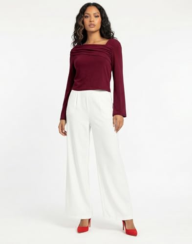 Image of Selvia Women's Trendy Maroon Asymmetric Boat Neck Full Sleeve Top