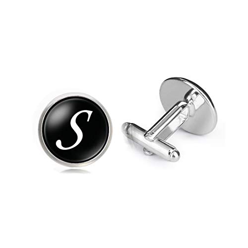 S Letter Statement Stainless Steel Cufflinks for Men and Boy's