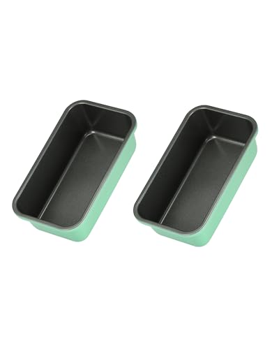 Monfish Bread Loaf Pans for Home Baking, 2pcs Carbon Steel 1lb loaf Tin, Rosemary Green 9x5 inch Non-Stick bread Pan Mold