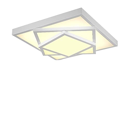 Plafonnier LED carré anti-éblouissement télécommande luminaire 30W blanc moderne salon