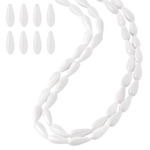PH PandaHall 46pcs Perles de Coquillages D'Eau Douce 18x7mm Perles en Forme de Larme Coquillages Naturels Blancs Coquillages pour Création de Bijoux Boucles...
