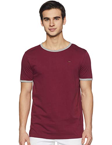 Image of ABOF Men's Solid Slim fit T-Shirt (BOA19AMCWTE3021819 Maroon L