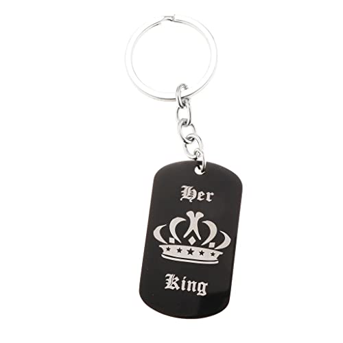 MYADDICTION Couple King Queen Black Dog Tag Pendant Necklace & Key Chain Men Key Chain Jewelry & Watches | Fashion Jewelry | Necklaces & Pendants