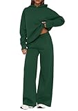 PRETTYGARDEN Womens Sweatsuits 2 Piece Set 2025 Casual Winter Long Sleeve Hoodie Loose Wide Leg Sweatpants Fall Tracksuit (Dark Green,Medium)