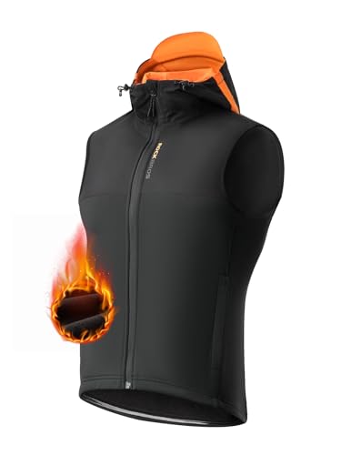 ROCKBROS Cycling Vest Winter Men's Vest Warm Outerwear Vest for Men Fleece Lined Windproof Sleeveless Jacket