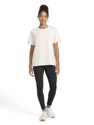 Reebok Women’s Embroidery Hit All Short Sleeve Crewneck T-Shirt, Oversized Fit, Lightweight Stretch Cotton Fabric, Alabaster, Large - image 3