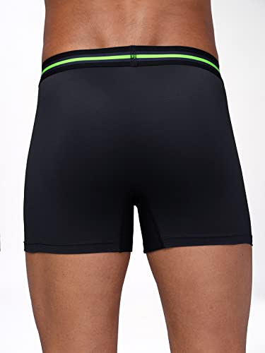 Image of TECHNOSPORT Men's Colorblock Trunks Underwear with ElastoLITE 4 Way Stretch Lightweight Breathable Moisture Wicking Soft Anti Odour Anti Microbial Comfort Fit Boxer Briefs Innerwear for Men