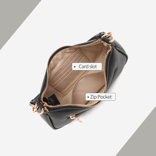 Image of Small Shoulder Bag for Women Mini Purse Retro Vegan Leather Hobo Purses Clutch Tote HandBags with Zipper Closure
