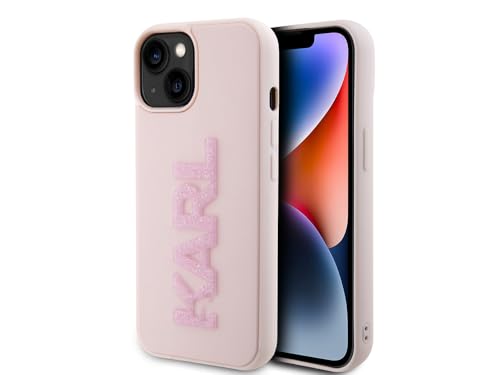KARL LAGERFELD KLHCP15M3DMBKCP Coque pour iPhone 15 Plus 6,7" Rose Rigide 3D Rubber Glitter Logo