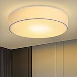 ZMH Deckenlampe Schlafzimmer Deckenleuchte Rund - 1 Flammig E27 Wohnzimmerlampe 30CM Stoff Modern Schlafzimmerlampe Weiß Küchenlampe mit Stoffschirm Flurlampe für Wohnzimmer Küche Flur