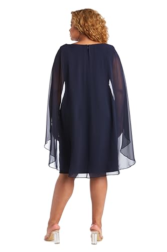 Image of R&M Richards Women's Knee-Length Wrap Dress W /Rhinestone Waist Detail & Chiffon Duster Cape