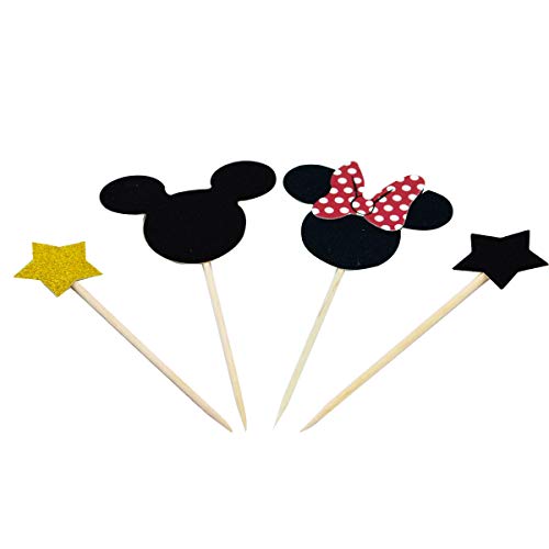Betop House Set of 44 Pieces Mickey Minnie Mouse Themed Party Twinkle Twinkle Little Star Kids Birthday Baby Shower Cake and Cupcake Decorative Toppers Kit Party Supplies