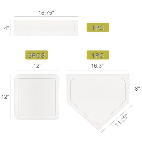 Kingrol Baseball & Softball Rubber Base Set for Kids and Adults - Throw Down Bases for Backyard Practice - Portable Teeball, Kickball, Softball Bases - Thumbnail 2