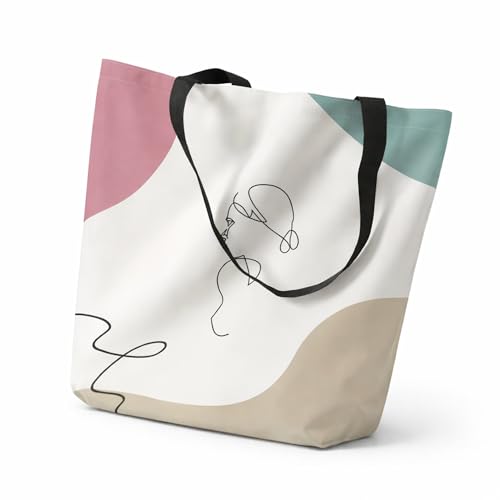 Image of Minimalist Cotton Canvas Tote Bag with Zipper and Inner Pocket | Eco-Friendly Reusable Bag for Shopping, Travel, Work & Everyday Use