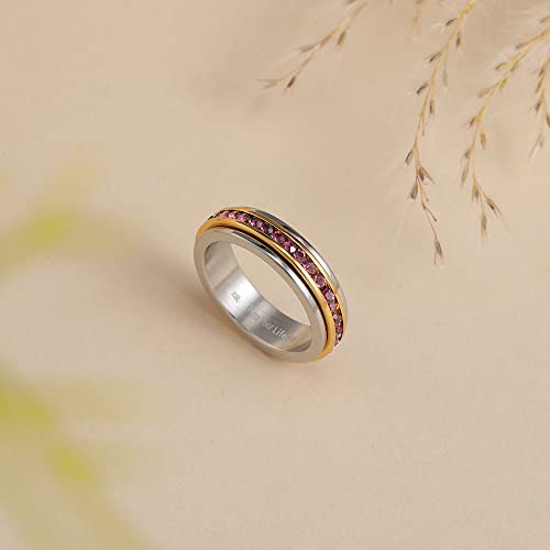 Image of Muses Art Design Fidget Rings, Anxiety Rings, Spinner Rings, Band Rings with Birthstone, Stainless Steel, Women and Men, Meditation Rings, Thumb Rings, Stress Relieving and Anxiety Reducing