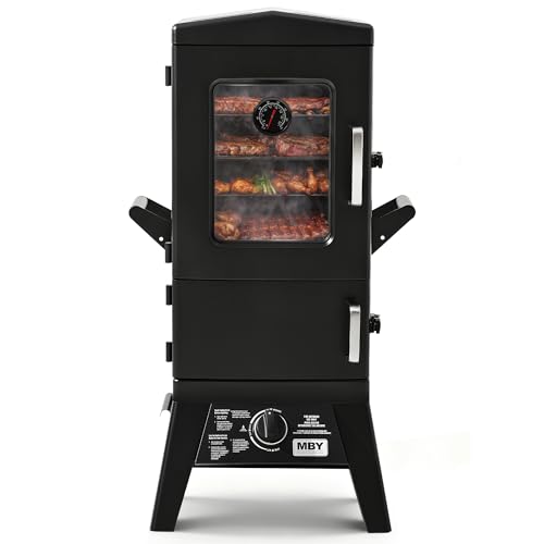 Propane Smoker with Cover, 4 Cooking Grates Vertical Gas Smokers Grill with Temperature Control, Large Cooking Space, Outdoor Heavy Duty for Smoke Ribs,Brisket,Chicken