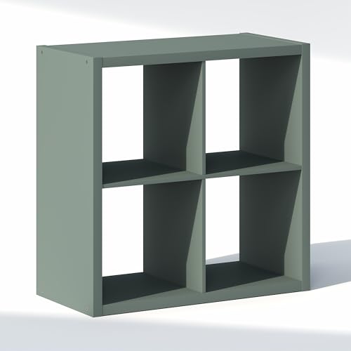 Image of Furinno Cubic Extra Thick 4-Cube Closet Organizers and Storage, Sage Green | 14.6 x 30 x 30 in, Open Shelf Closet Storage, Closet Organizer, for Wardrobe, Bedroom, Living Room