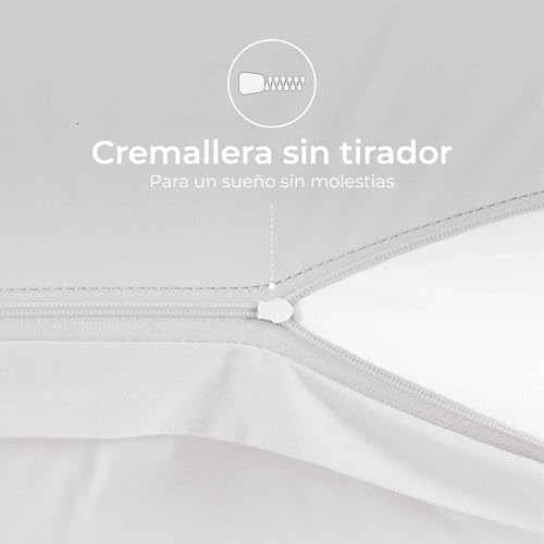 Funda de Almohada 40x70 Algodón Reforzado (Pack de 2) - Blanco - Tela Apretada de 57 Hilos/cm² - Funda Almohada 40 x 70 - Certificación Oeko Tex - Dreamzie - Imagen 5