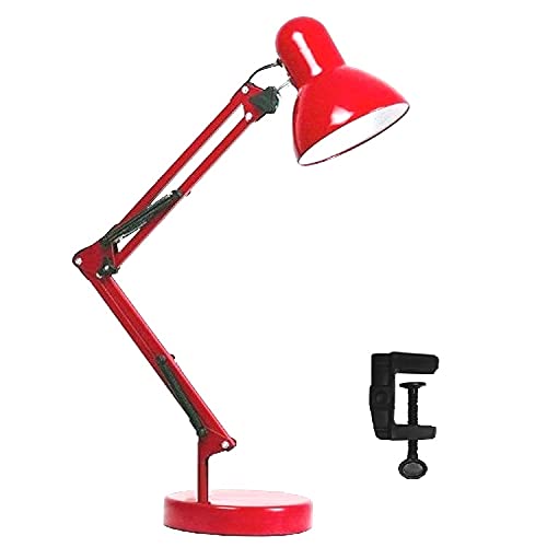 Luminária Mesa 2x1 Metal Abajur Lâmpada Articulável Base Garra Flex MT-811c Cor: Vermelho