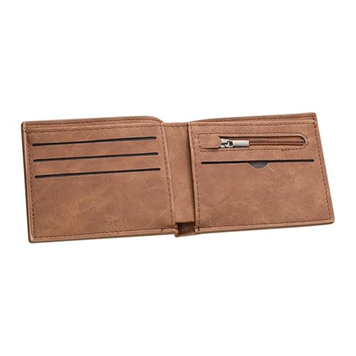 PU Leather Wallet Mens Slim Wallet Portable Bifold Purse Credit Card Protector Holder Cash Change Wallet Travel Minimalist Purse with Coin Pocket for Work Business Brown
