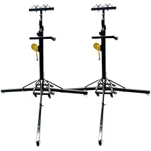 2PCS Lighting Crank Stands 19.69ft Crank Up Light Truss System Heavy Duty Stage Lighting Stand with Outriggers Bracket Lifting Support Adjustable Height Load 550 LB for DJ Stage Light