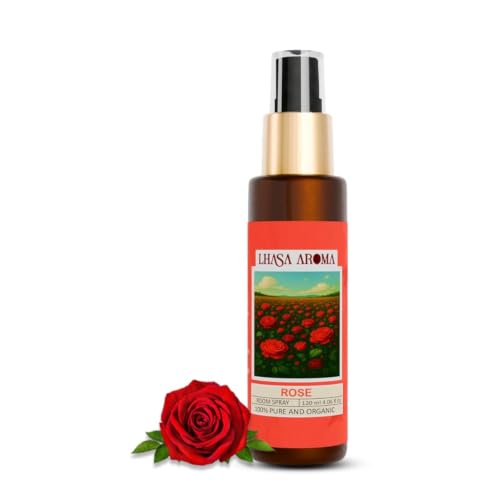 Lhasa Aroma Natural Rose Room Freshener Spray | Floral Scented Air Freshener for Homes, Offices, Hotels & Restaurants | Long Lasting Room Spray | 120 ml
